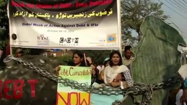 Anti debt demo in Lahore